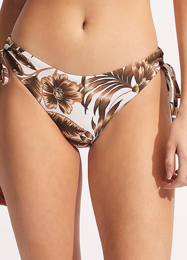 Island In The Sun Loop Tie Side Pant - Ecru