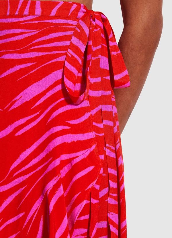 Skin Deep Wrap Skirt - Mandarin Red