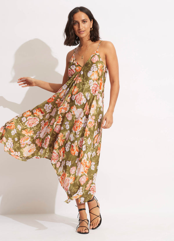 Paradise Garden Scarf Dress - Avocado