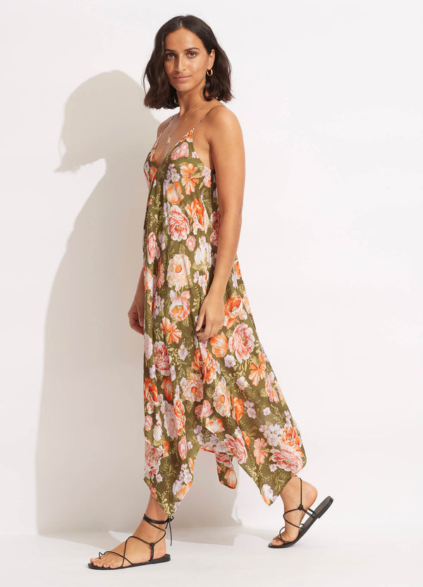 Paradise Garden Scarf Dress - Avocado