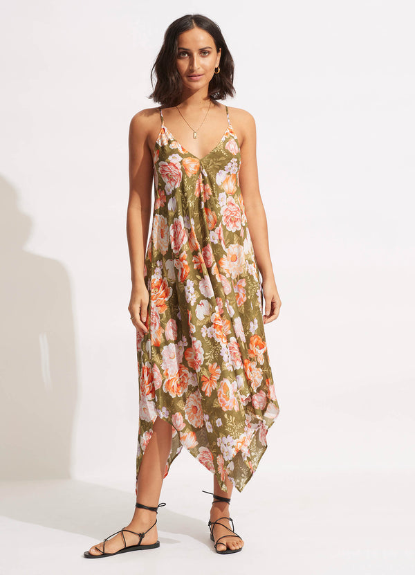 Paradise Garden Scarf Dress - Avocado