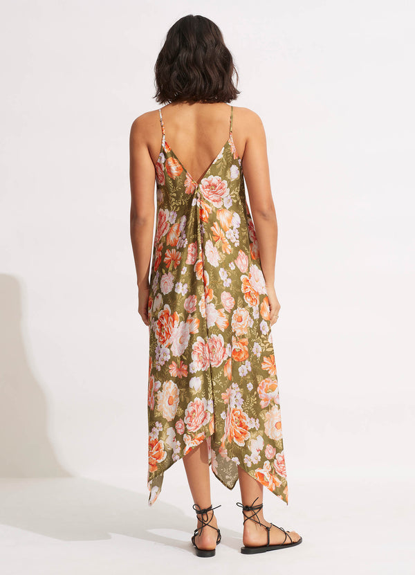 Paradise Garden Scarf Dress - Avocado