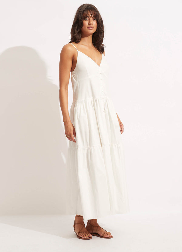 Poplin Maxi Dress - White