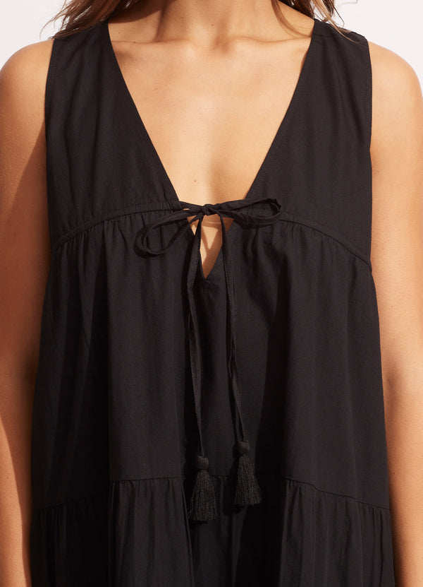 Sunbreak Poplin Dress - Black