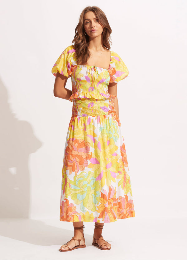 Palm Springs Shirring Top - Lime Light