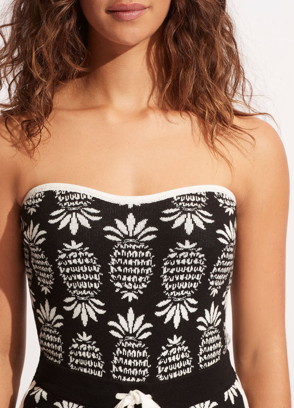 Corsica Jacquard Knit Playsuit - Black