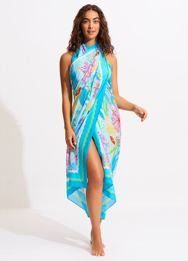 Under The Sea Sarong - Blue Mist