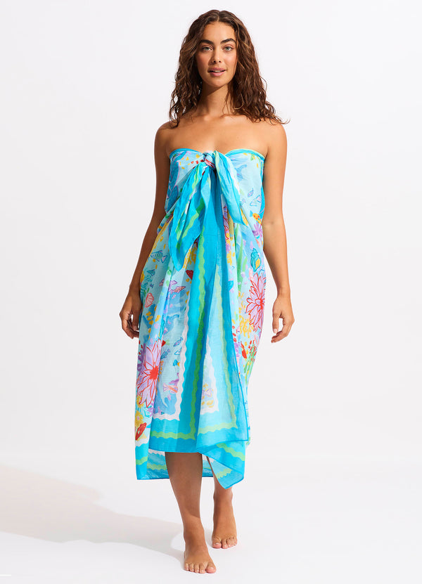 Under The Sea Sarong - Blue Mist