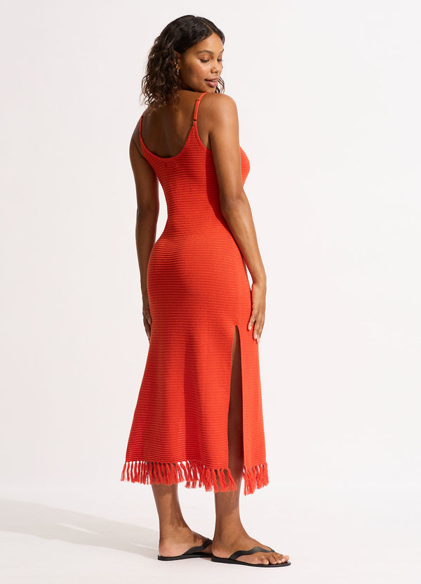 Maxi Knit Cover Up - Tamarillo