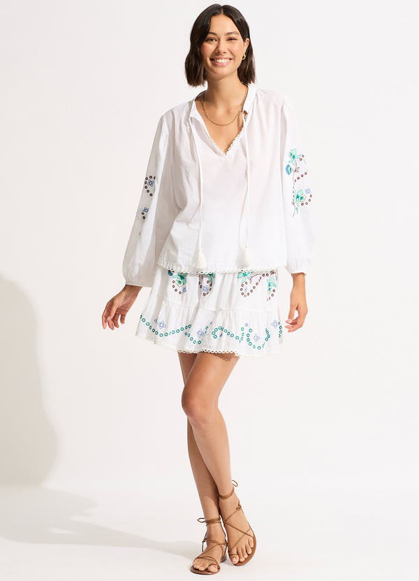 Eden Embroidery Top - White