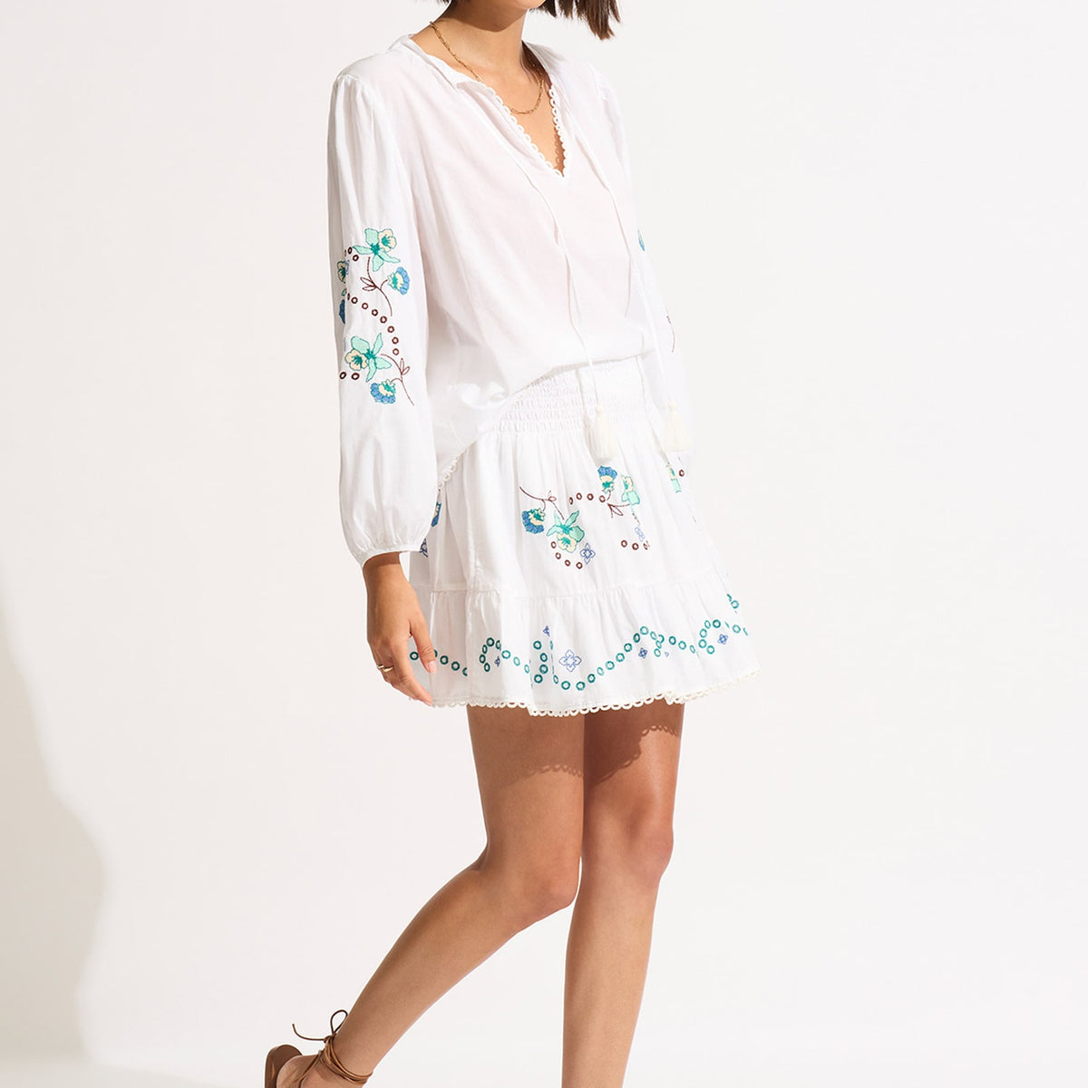 Kyoti Embroidery Top White