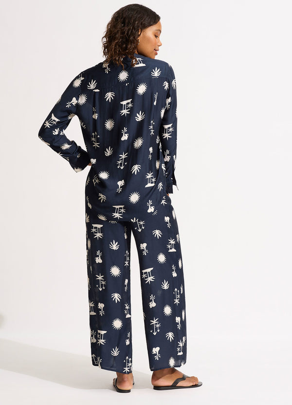 La Palma Silk Pant - True Navy