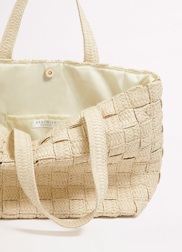 Criss Cross Woven Tote - Natural