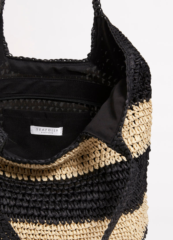 Splice Woven Tote - Black/Natural