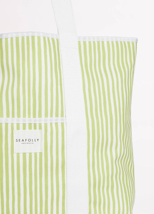 Stripe Tote Bag - Soft Olive