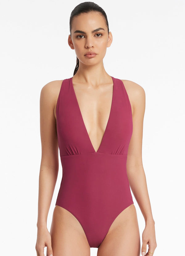 Jetset Plunge Loop Back One Piece - Orchid
