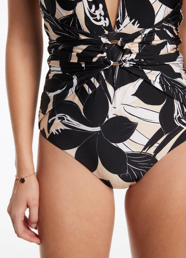 Floreale Plunge One Piece - Black