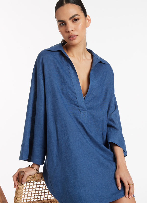 Jetset Pullover Kaftan - Pacific Blue