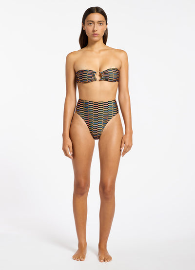 Urban Geo High Waist High Leg Bikini Bottom