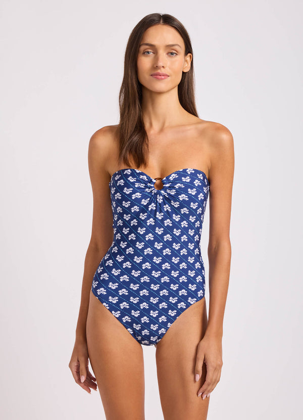 Batik Bloom Bandeau One Piece Swimsuit