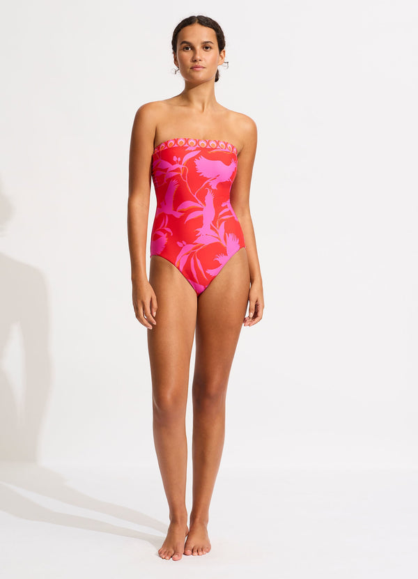 Birds Of Paradise DD Bandeau One Piece - Chilli Red