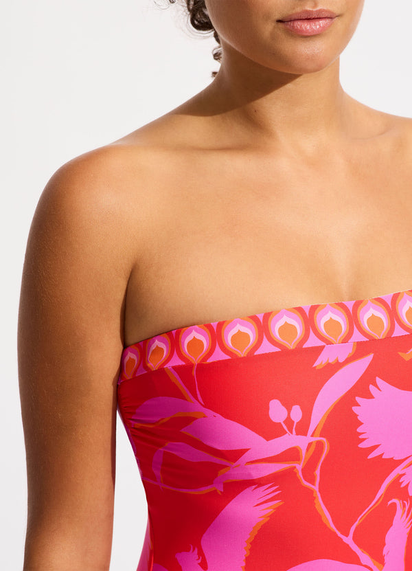 Birds Of Paradise DD Bandeau One Piece - Chilli Red