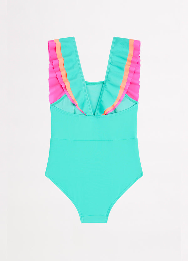 Essentials Girls Colour Blocked One Piece - Splash