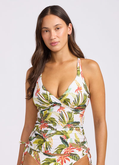 Paradise Heat DD Wrap Front Tankini Bikini Top