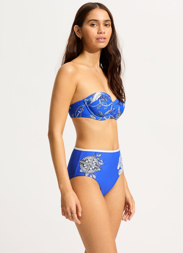 Ahoy Bustier Bikini Top - Azure