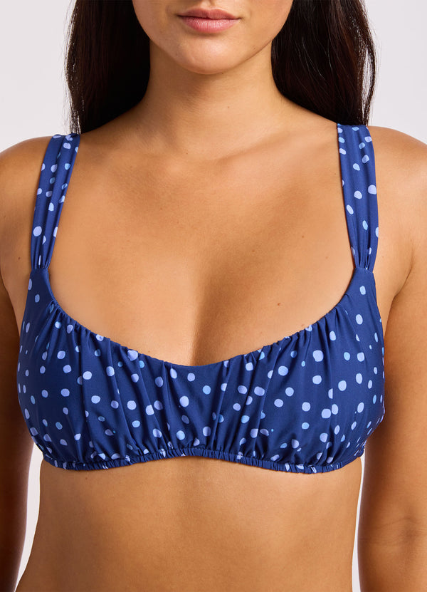 Dolce Dot Ruched Bralette Bikini Top