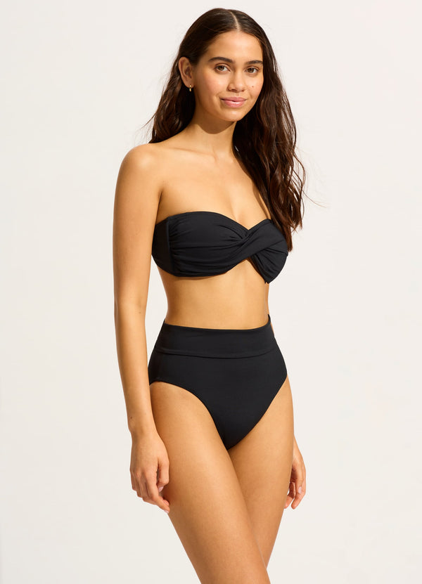 Seafolly Collective Twist Bandeau Bikini Top - Black