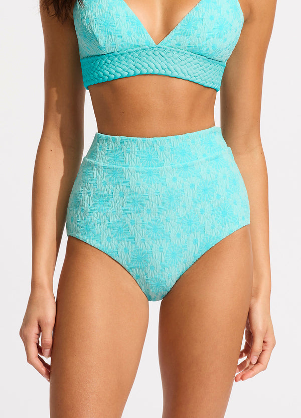 Marloe High Waisted Bikini Bottom - Atoll Blue