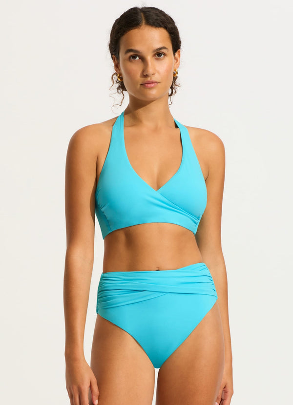 Seafolly Collective High Waist Wrap Front Pant - Atoll Blue