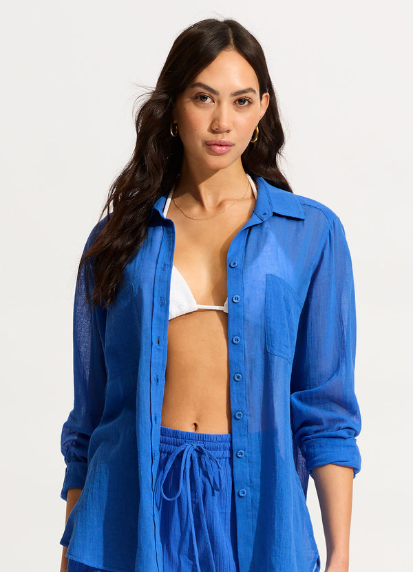 Breeze Beach Shirt - Azure