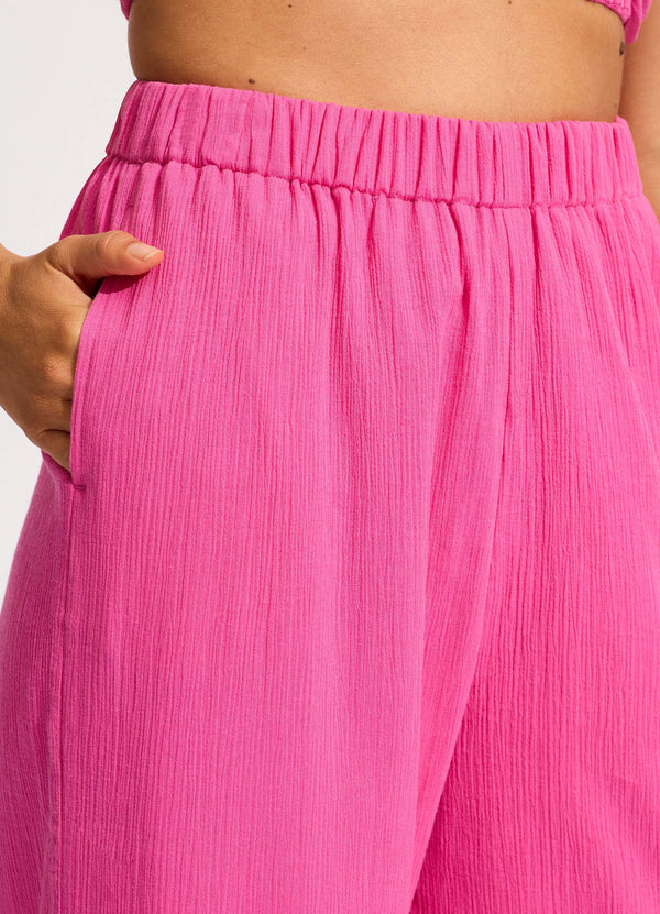 Crinkle Beach Pant - Hot Pink