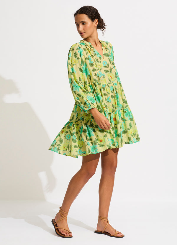Garden Party Tiered Mini Dress - Lime Light
