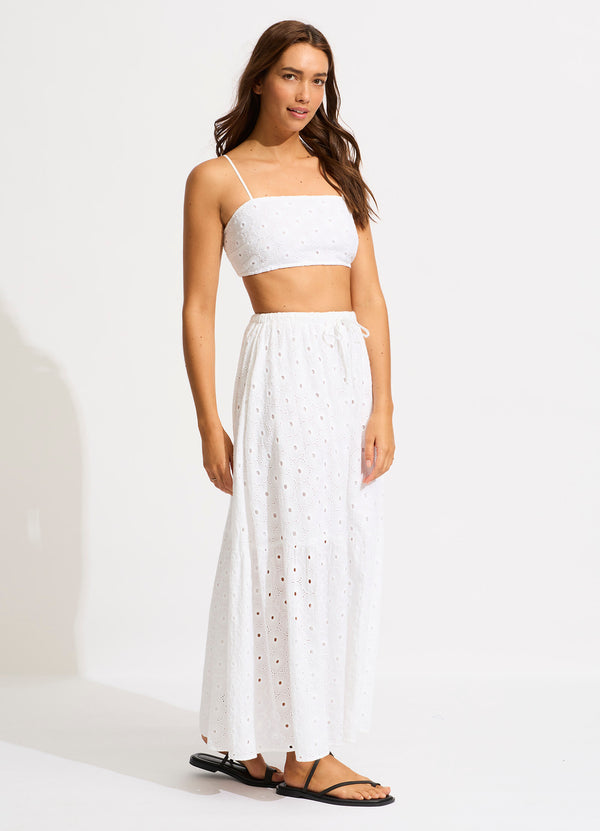 Broderie Crop Top - White