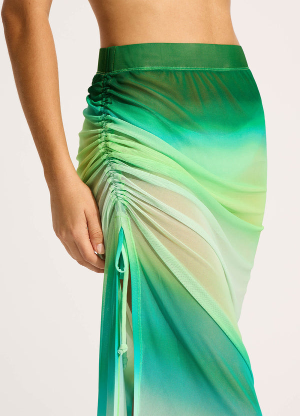 Spectrum Mesh Midi Skirt - Jade