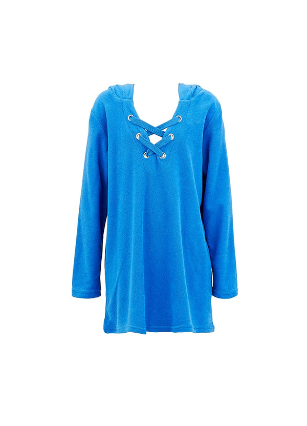 Seafolly Girls Towelling Hoodie - Hawaii Blue