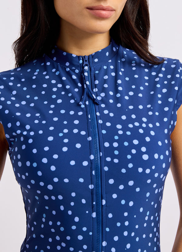 Dolce Dot Zip Front One Piece Swimsuit