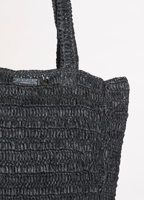 Shores Woven Tote Bag - Black