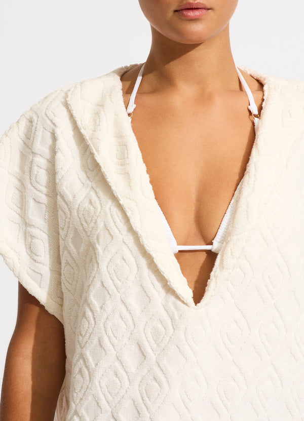 Birds of Paradise Towel Poncho - Latte