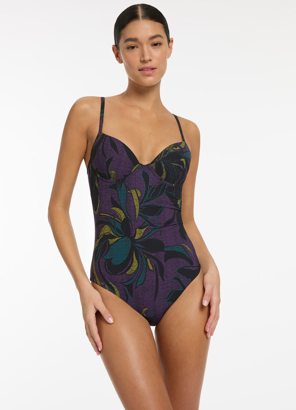 Midnight Tropical Moulded Underwire One Piece - Amethyst