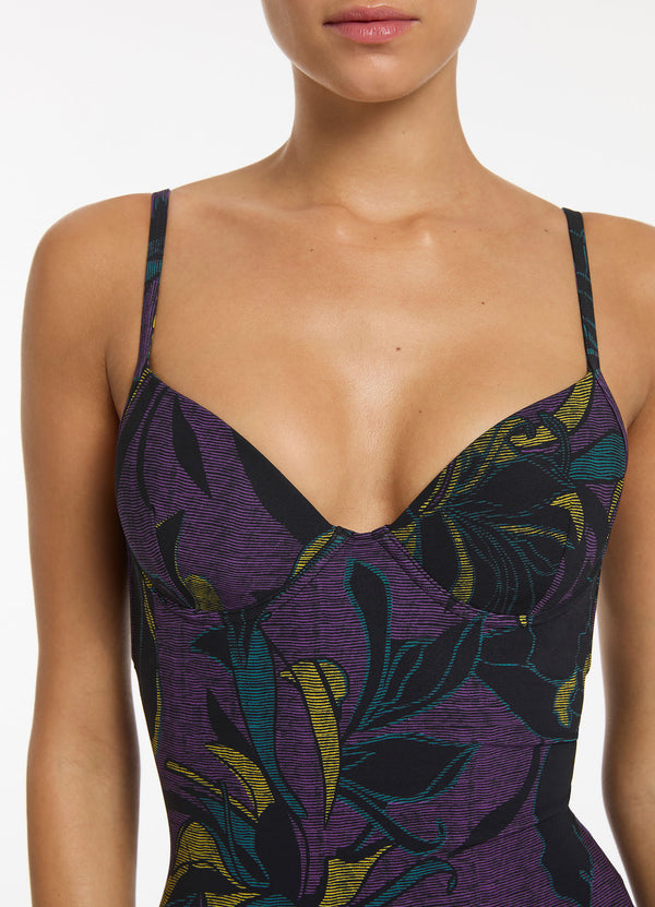 Midnight Tropical Moulded Underwire One Piece - Amethyst
