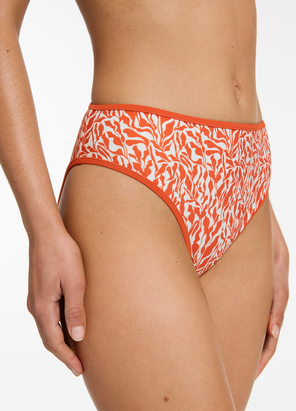 Sereno Ditsy Full Coverage Bikini Bottom - Coral