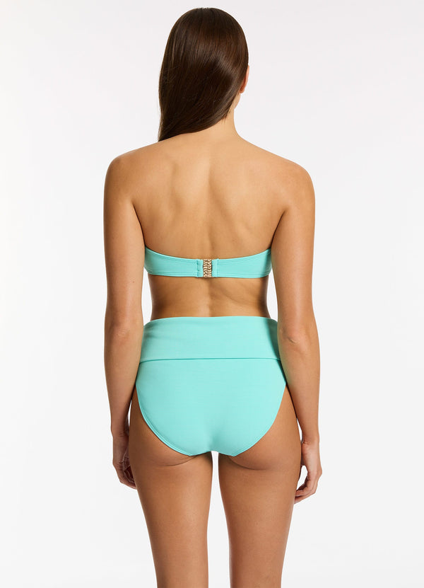 Isla Rib Fold Down High Waisted Bikini Bottom - Dolce