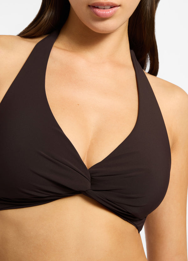 Jetset D-DD Twist Front Bikini Top - Chocolate