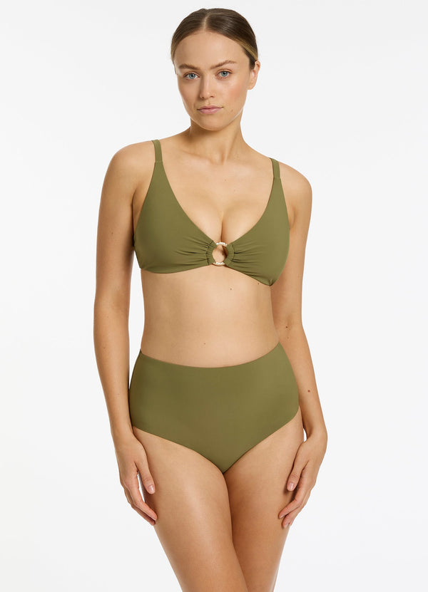 Jetset Trim C-D Triangle Bikini Top - Moss