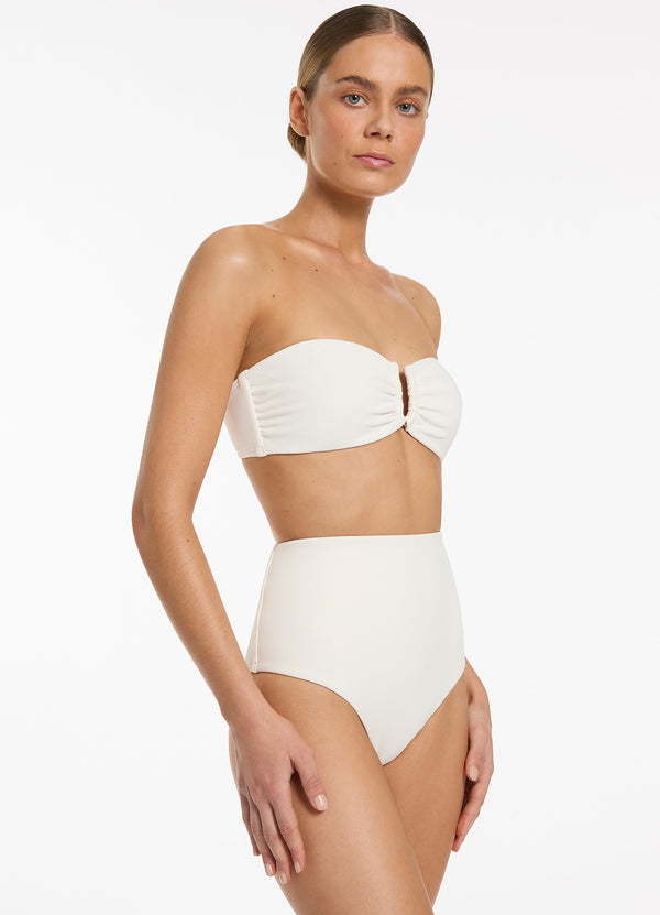 Isla Rib U Trim Bandeau Bikini Top - Cream