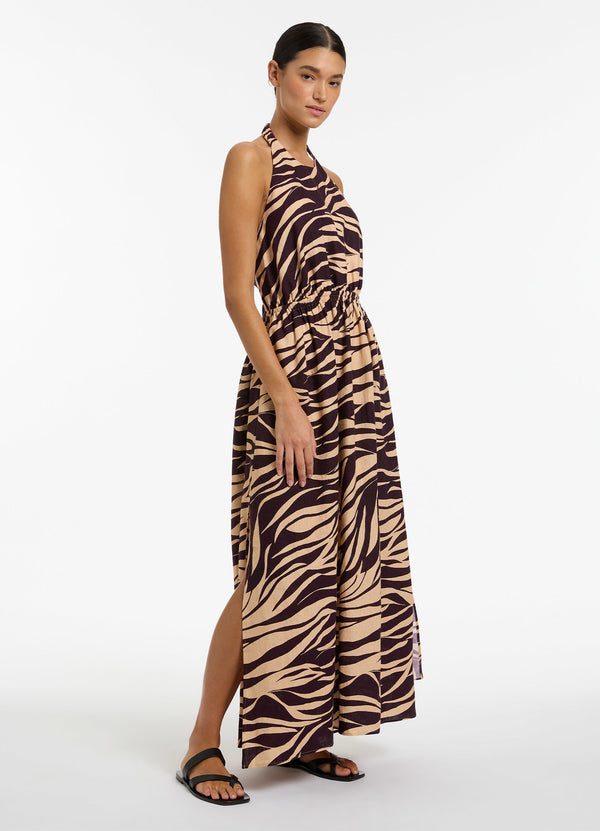 Fine Lines Halter Dress  - Port